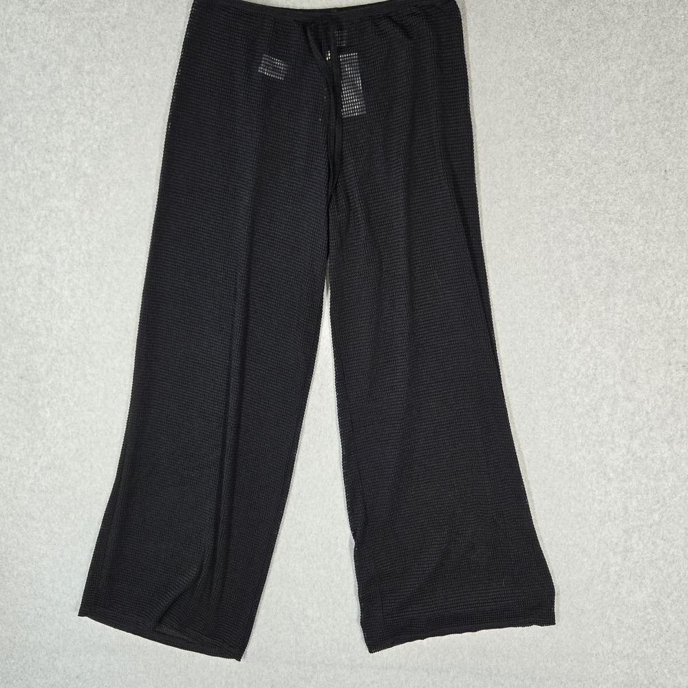 Jordan Taylor Women Pants L Black Wide Leg Pull On Swim Cover Up Stretch NWT